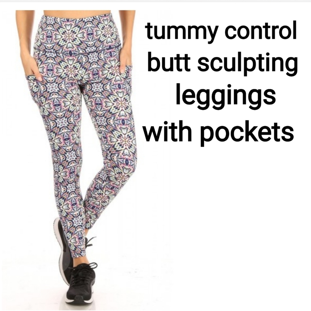 Womens Tummy Control Butt Sculpting Sport Leggings With Pockets